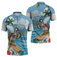 Aloha Hawaii Shaka Nene Goose Zipper Polo Shirt Surfing Take It Easy - Polynesian Pride