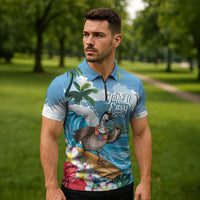 Aloha Hawaii Shaka Nene Goose Zipper Polo Shirt Surfing Take It Easy - Polynesian Pride