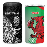New Zealand and Wales Rugby Custom 4 in 1 Can Cooler Tumbler Aotearoa All Black Combine Welsh Dragon - Polynesian Pride