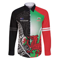 New Zealand and Wales Rugby Custom Family Matching Summer Maxi Dress and Hawaiian Shirt Aotearoa All Black Combine Welsh Dragon - Polynesian Pride