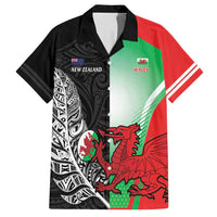 New Zealand and Wales Rugby Custom Family Matching Tank Maxi Dress and Hawaiian Shirt Aotearoa All Black Combine Welsh Dragon - Polynesian Pride