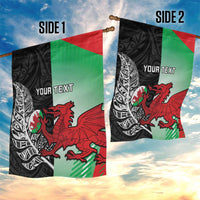New Zealand and Wales Rugby Custom Garden Flag Aotearoa All Black Combine Welsh Dragon - Polynesian Pride
