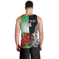 New Zealand and Wales Rugby Custom Men Tank Top Aotearoa All Black Combine Welsh Dragon LT14 - Polynesian Pride