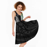 New Zealand and Wales Rugby Custom Midi Dress Aotearoa All Black Combine Welsh Dragon - Polynesian Pride