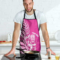 New Zealand Silver Fern Rugby Custom Apron All Black Maori Pattern Pink - Polynesian Pride