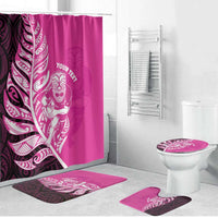 New Zealand Silver Fern Rugby Custom Bathroom Set All Black Maori Pattern Pink - Polynesian Pride