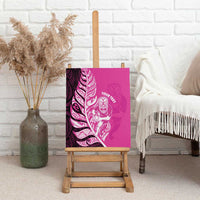 New Zealand Silver Fern Rugby Custom Canvas Wall Art All Black Maori Pattern Pink - Polynesian Pride