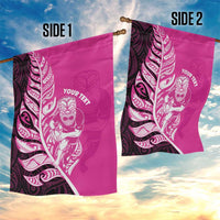 New Zealand Silver Fern Rugby Custom Garden Flag All Black Maori Pattern Pink - Polynesian Pride