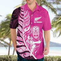 New Zealand Silver Fern Rugby Custom Hawaiian Shirt All Black Maori Pattern Pink - Polynesian Pride