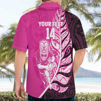 New Zealand Silver Fern Rugby Custom Hawaiian Shirt All Black Maori Pattern Pink - Polynesian Pride