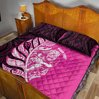 New Zealand Silver Fern Rugby Custom Quilt Bed Set All Black Maori Pattern Pink - Polynesian Pride