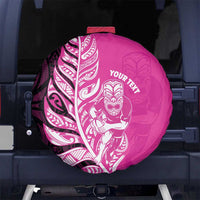 New Zealand Silver Fern Rugby Custom Spare Tire Cover All Black Maori Pattern Pink - Polynesian Pride