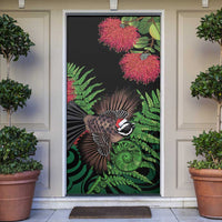 Meri Kirihimete New Zealand Door Cover Piwakawaka Koru Fern Mix Pohutukawa - Polynesian Pride