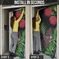 Meri Kirihimete New Zealand Door Cover Piwakawaka Koru Fern Mix Pohutukawa - Polynesian Pride