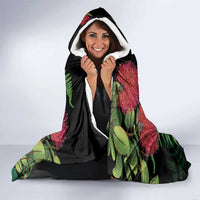 Meri Kirihimete New Zealand Hooded Blanket Piwakawaka Koru Fern Mix Pohutukawa LT14 - Polynesian Pride