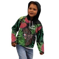 Meri Kirihimete New Zealand Kid Hoodie Piwakawaka Koru Fern Mix Pohutukawa - Polynesian Pride
