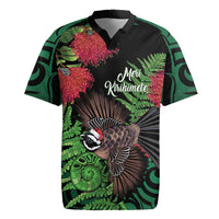 Meri Kirihimete New Zealand Rugby Jersey Piwakawaka Koru Fern Mix Pohutukawa - Polynesian Pride