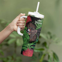 Meri Kirihimete New Zealand Tumbler With Handle Piwakawaka Koru Fern Mix Pohutukawa - Polynesian Pride