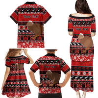 Personalised New Zealand Christmas Family Matching Puletasi Dress and Hawaiian Shirt Aotearoa Kiwi Meri Kirihimete Red Version LT14 - Polynesian Pride
