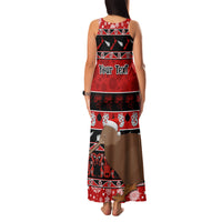 Personalised New Zealand Christmas Family Matching Tank Maxi Dress and Hawaiian Shirt Aotearoa Kiwi Meri Kirihimete Red Version LT14 - Polynesian Pride