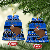 New Zealand Christmas Ceramic Ornament Aotearoa Kiwi Meri Kirihimete Blue Version LT14 Bell Flake Blue - Polynesian Pride