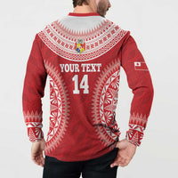 Custom Tonga Mate Maa Button Sweatshirt Go Champions Tongan Ngatu - Red