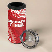 Personalised Tonga Mate Maa 4 in 1 Can Cooler Tumbler Go Champions Tongan Ngatu - Red