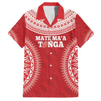 Custom Tonga Mate Maa Family Matching Off Shoulder Maxi Dress and Hawaiian Shirt Go Champions Tongan Ngatu - Red