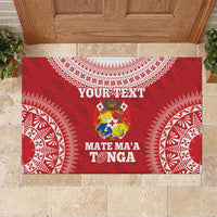 Custom Tonga Mate Maa Rubber Doormat Go Champions Tongan Ngatu - Red