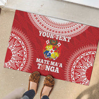 Custom Tonga Mate Maa Rubber Doormat Go Champions Tongan Ngatu - Red