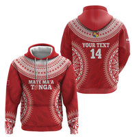 Custom Tonga Mate Maa Zip Hoodie Go Champions Tongan Ngatu - Red