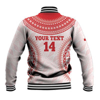 Custom Tonga Mate Maa Baseball Jacket Go Champions Tongan Ngatu - White