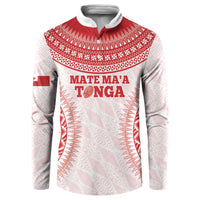 Custom Tonga Mate Maa Button Sweatshirt Go Champions Tongan Ngatu - White