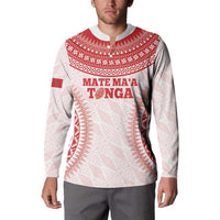 Custom Tonga Mate Maa Button Sweatshirt Go Champions Tongan Ngatu - White