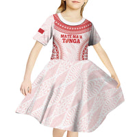 Custom Tonga Mate Maa Kid Short Sleeve Dress Go Champions Tongan Ngatu - White