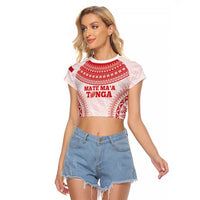 Custom Tonga Mate Maa Raglan Cropped T Shirt Go Champions Tongan Ngatu - White