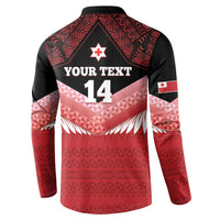 Custom Mate Maa Tonga XIII Button Sweatshirt Tongan Kupesi Ngatu - Rugby Style