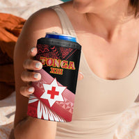 Personalised Mate Maa Tonga XIII 4 in 1 Can Cooler Tumbler Tongan Kupesi Ngatu - Rugby Style