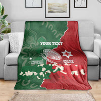 Custom Tonga And Australia Rugby Blanket Mate Maa Tongan Ngatu Mix Kangaroos Aboriginal