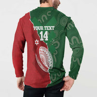 Custom Tonga And Australia Rugby Button Sweatshirt Mate Maa Tongan Ngatu Mix Kangaroos Aboriginal