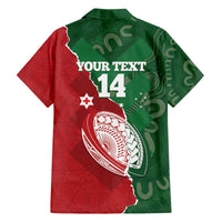 Custom Tonga And Australia Rugby Family Matching Off The Shoulder Long Sleeve Dress and Hawaiian Shirt Mate Maa Tongan Ngatu Mix Kangaroos Aboriginal