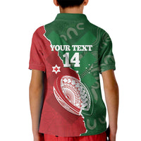 Custom Tonga And Australia Rugby Kid Polo Shirt Mate Maa Tongan Ngatu Mix Kangaroos Aboriginal LT14 - Polynesian Pride