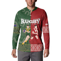 Custom Mate Maa Tonga And Kangaroo Australia Button Sweatshirt Tongan Kupesi Mix Aboriginal Art