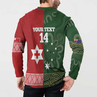 Custom Mate Maa Tonga And Kangaroo Australia Button Sweatshirt Tongan Kupesi Mix Aboriginal Art