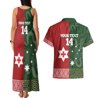 Custom Mate Maa Tonga And Kangaroo Australia Couples Matching Tank Maxi Dress and Hawaiian Shirt Tongan Kupesi Mix Aboriginal Art