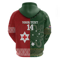 Custom Mate Maa Tonga And Kangaroo Australia Hoodie Tongan Kupesi Mix Aboriginal Art