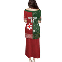 Custom Mate Maa Tonga And Kangaroo Australia Puletasi Tongan Kupesi Mix Aboriginal Art