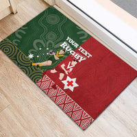 Custom Mate Maa Tonga And Kangaroo Australia Rubber Doormat Tongan Kupesi Mix Aboriginal Art