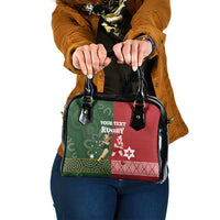 Custom Mate Maa Tonga And Kangaroo Australia Shoulder Handbag Tongan Kupesi Mix Aboriginal Art