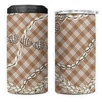 Brown Aloha Hawaii Shell Lei 4 in 1 Can Cooler Tumbler Palaka Hebrew Cone Honey Cowrie Elegant Curves - Polynesian Pride